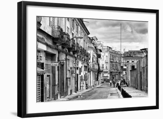 Cuba Fuerte Collection B&W - Street Scene in Havana Centro II-Philippe Hugonnard-Framed Photographic Print