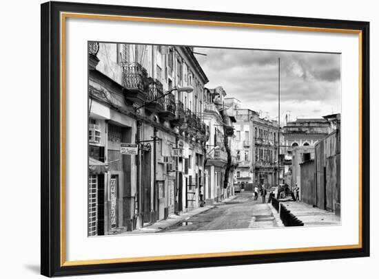 Cuba Fuerte Collection B&W - Street Scene in Havana Centro II-Philippe Hugonnard-Framed Photographic Print