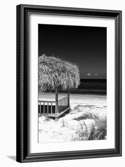 Cuba Fuerte Collection B&W - Tropical Beach Umbrella II-Philippe Hugonnard-Framed Photographic Print