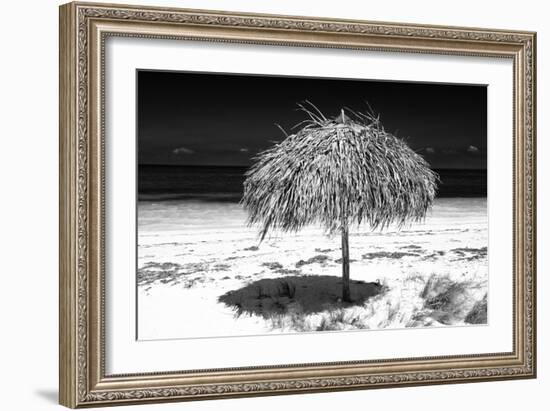 Cuba Fuerte Collection B&W - Tropical Beach Umbrella III-Philippe Hugonnard-Framed Photographic Print