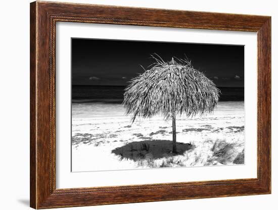 Cuba Fuerte Collection B&W - Tropical Beach Umbrella III-Philippe Hugonnard-Framed Photographic Print