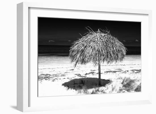 Cuba Fuerte Collection B&W - Tropical Beach Umbrella III-Philippe Hugonnard-Framed Photographic Print