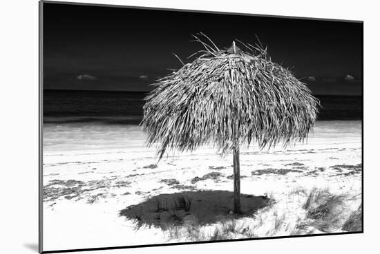 Cuba Fuerte Collection B&W - Tropical Beach Umbrella III-Philippe Hugonnard-Mounted Photographic Print