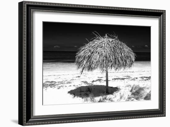 Cuba Fuerte Collection B&W - Tropical Beach Umbrella III-Philippe Hugonnard-Framed Photographic Print