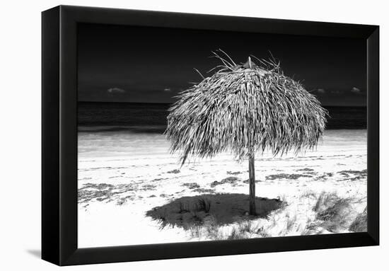 Cuba Fuerte Collection B&W - Tropical Beach Umbrella III-Philippe Hugonnard-Framed Premier Image Canvas