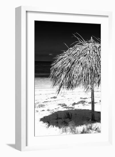 Cuba Fuerte Collection B&W - Tropical Beach Umbrella IV-Philippe Hugonnard-Framed Photographic Print