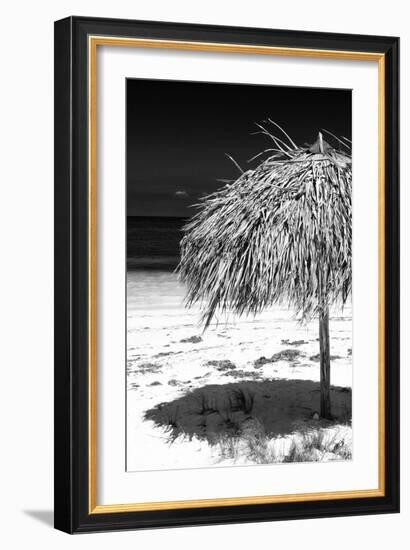 Cuba Fuerte Collection B&W - Tropical Beach Umbrella IV-Philippe Hugonnard-Framed Photographic Print