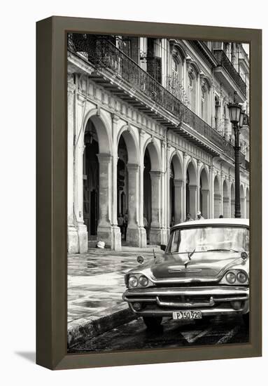 Cuba Fuerte Collection B&W - Vintage Car in Havana VIII-Philippe Hugonnard-Framed Premier Image Canvas