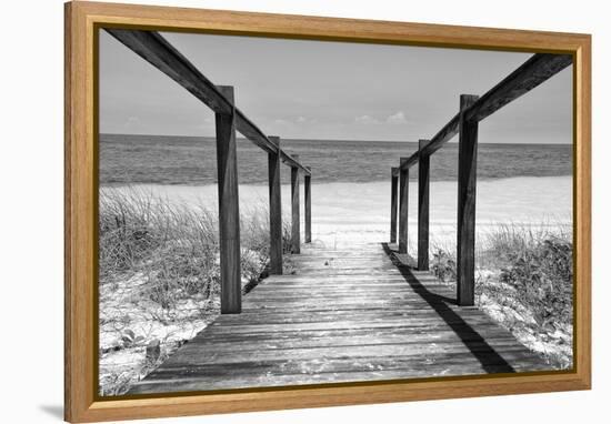 Cuba Fuerte Collection B&W - Wooden Pier on Tropical Beach II-Philippe Hugonnard-Framed Premier Image Canvas