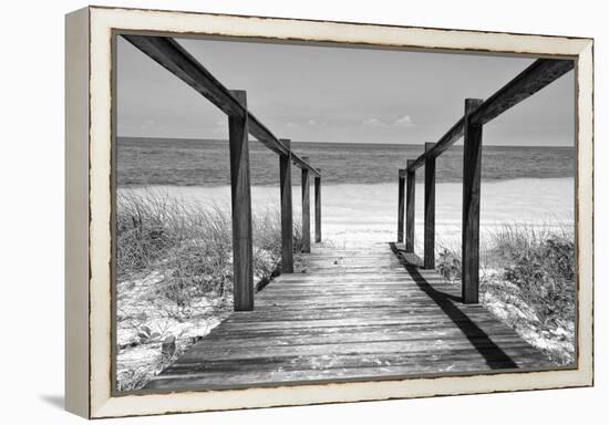 Cuba Fuerte Collection B&W - Wooden Pier on Tropical Beach II-Philippe Hugonnard-Framed Premier Image Canvas