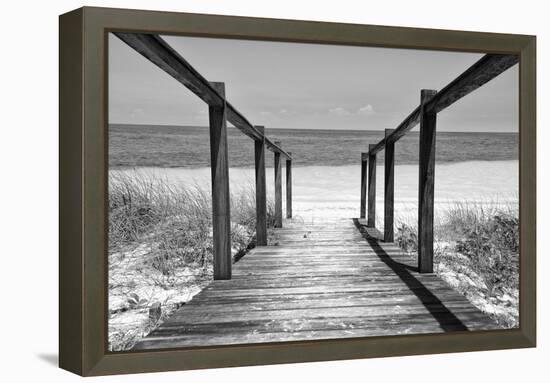 Cuba Fuerte Collection B&W - Wooden Pier on Tropical Beach II-Philippe Hugonnard-Framed Premier Image Canvas