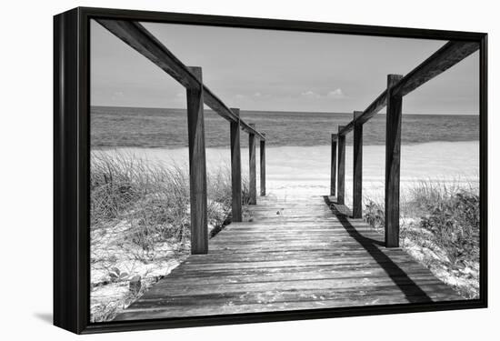 Cuba Fuerte Collection B&W - Wooden Pier on Tropical Beach II-Philippe Hugonnard-Framed Premier Image Canvas