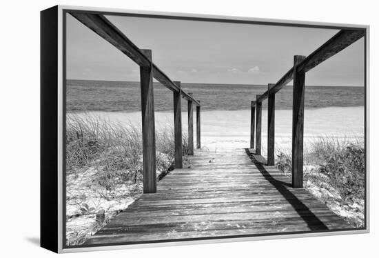 Cuba Fuerte Collection B&W - Wooden Pier on Tropical Beach II-Philippe Hugonnard-Framed Premier Image Canvas