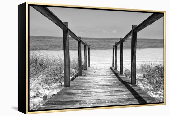 Cuba Fuerte Collection B&W - Wooden Pier on Tropical Beach II-Philippe Hugonnard-Framed Premier Image Canvas