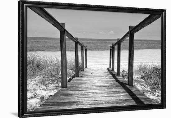 Cuba Fuerte Collection B&W - Wooden Pier on Tropical Beach II-Philippe Hugonnard-Framed Photographic Print