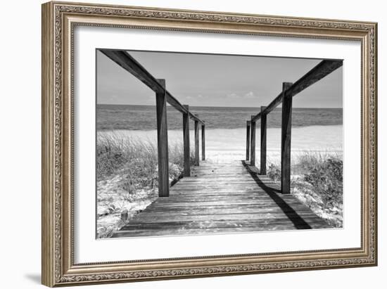 Cuba Fuerte Collection B&W - Wooden Pier on Tropical Beach II-Philippe Hugonnard-Framed Photographic Print