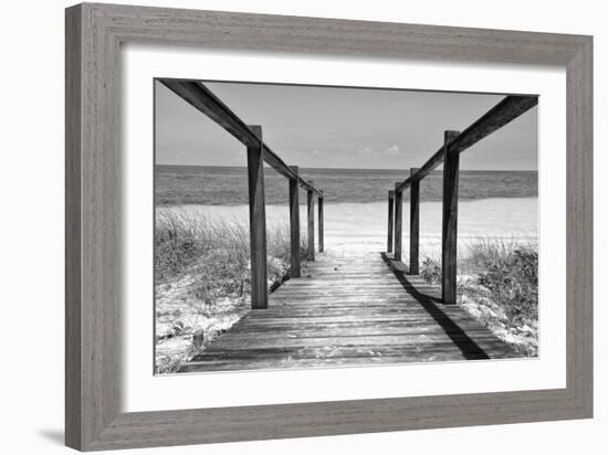 Cuba Fuerte Collection B&W - Wooden Pier on Tropical Beach II-Philippe Hugonnard-Framed Photographic Print