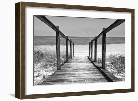 Cuba Fuerte Collection B&W - Wooden Pier on Tropical Beach II-Philippe Hugonnard-Framed Photographic Print