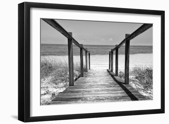 Cuba Fuerte Collection B&W - Wooden Pier on Tropical Beach II-Philippe Hugonnard-Framed Photographic Print