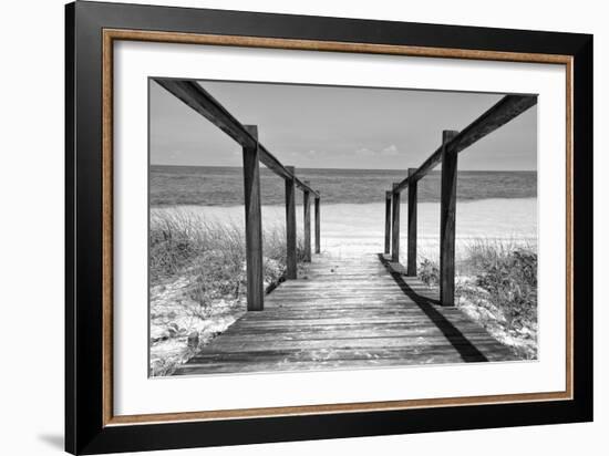 Cuba Fuerte Collection B&W - Wooden Pier on Tropical Beach II-Philippe Hugonnard-Framed Photographic Print