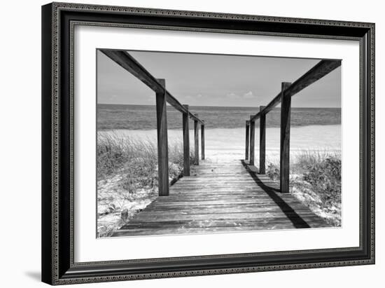 Cuba Fuerte Collection B&W - Wooden Pier on Tropical Beach II-Philippe Hugonnard-Framed Photographic Print