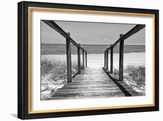 Cuba Fuerte Collection B&W - Wooden Pier on Tropical Beach II-Philippe Hugonnard-Framed Photographic Print