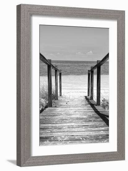 Cuba Fuerte Collection B&W - Wooden Pier on Tropical Beach III-Philippe Hugonnard-Framed Photographic Print