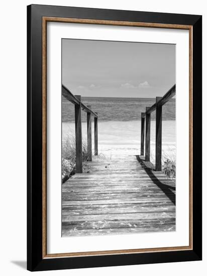 Cuba Fuerte Collection B&W - Wooden Pier on Tropical Beach III-Philippe Hugonnard-Framed Photographic Print