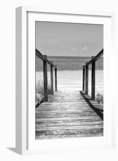 Cuba Fuerte Collection B&W - Wooden Pier on Tropical Beach III-Philippe Hugonnard-Framed Photographic Print