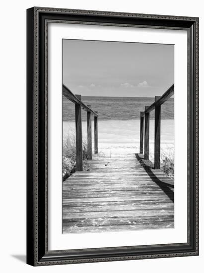 Cuba Fuerte Collection B&W - Wooden Pier on Tropical Beach III-Philippe Hugonnard-Framed Photographic Print