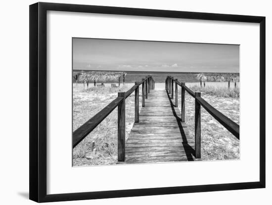 Cuba Fuerte Collection B&W - Wooden Pier on Tropical Beach IV-Philippe Hugonnard-Framed Photographic Print