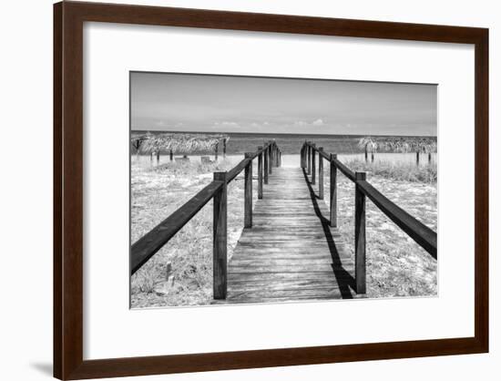 Cuba Fuerte Collection B&W - Wooden Pier on Tropical Beach IV-Philippe Hugonnard-Framed Photographic Print