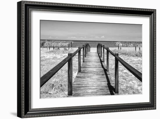 Cuba Fuerte Collection B&W - Wooden Pier on Tropical Beach IV-Philippe Hugonnard-Framed Photographic Print