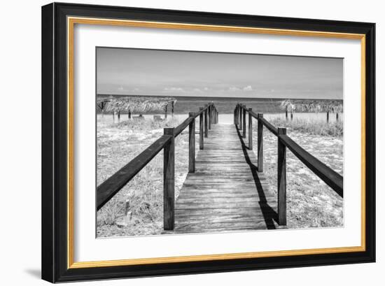 Cuba Fuerte Collection B&W - Wooden Pier on Tropical Beach IV-Philippe Hugonnard-Framed Photographic Print