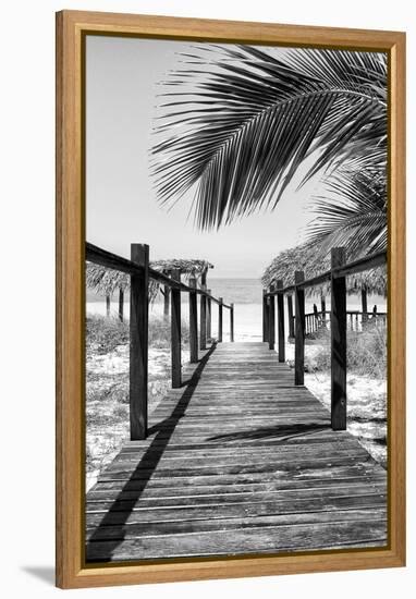 Cuba Fuerte Collection B&W - Wooden Pier on Tropical Beach IX-Philippe Hugonnard-Framed Premier Image Canvas