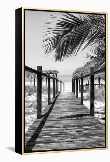 Cuba Fuerte Collection B&W - Wooden Pier on Tropical Beach IX-Philippe Hugonnard-Framed Premier Image Canvas