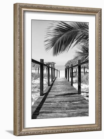 Cuba Fuerte Collection B&W - Wooden Pier on Tropical Beach IX-Philippe Hugonnard-Framed Photographic Print