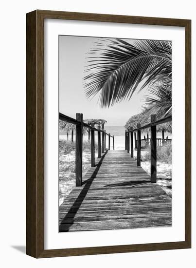 Cuba Fuerte Collection B&W - Wooden Pier on Tropical Beach IX-Philippe Hugonnard-Framed Photographic Print