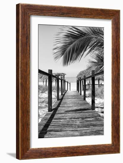 Cuba Fuerte Collection B&W - Wooden Pier on Tropical Beach IX-Philippe Hugonnard-Framed Photographic Print