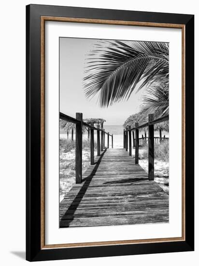 Cuba Fuerte Collection B&W - Wooden Pier on Tropical Beach IX-Philippe Hugonnard-Framed Photographic Print