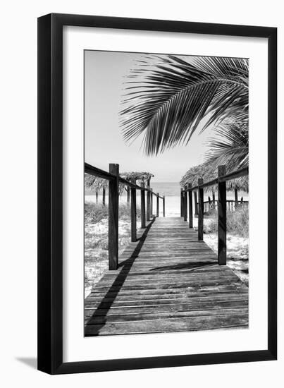 Cuba Fuerte Collection B&W - Wooden Pier on Tropical Beach IX-Philippe Hugonnard-Framed Photographic Print