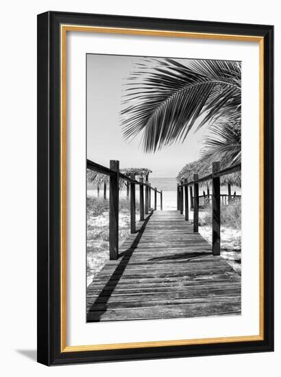 Cuba Fuerte Collection B&W - Wooden Pier on Tropical Beach IX-Philippe Hugonnard-Framed Photographic Print