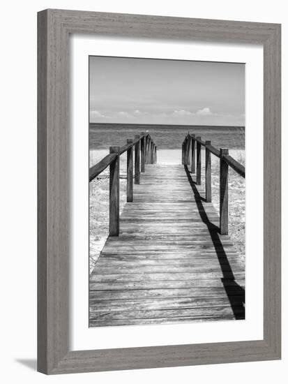 Cuba Fuerte Collection B&W - Wooden Pier on Tropical Beach V-Philippe Hugonnard-Framed Photographic Print