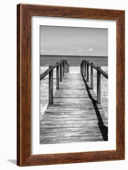 Cuba Fuerte Collection B&W - Wooden Pier on Tropical Beach V-Philippe Hugonnard-Framed Photographic Print