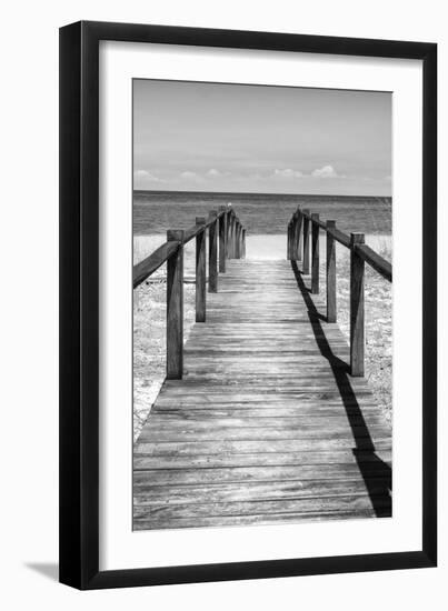 Cuba Fuerte Collection B&W - Wooden Pier on Tropical Beach V-Philippe Hugonnard-Framed Photographic Print