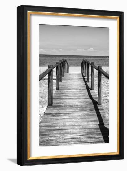 Cuba Fuerte Collection B&W - Wooden Pier on Tropical Beach V-Philippe Hugonnard-Framed Photographic Print