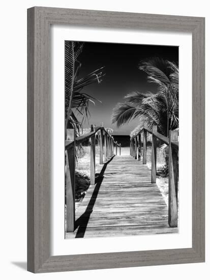 Cuba Fuerte Collection B&W - Wooden Pier on Tropical Beach VII-Philippe Hugonnard-Framed Photographic Print