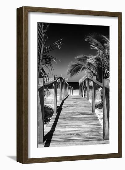 Cuba Fuerte Collection B&W - Wooden Pier on Tropical Beach VII-Philippe Hugonnard-Framed Photographic Print