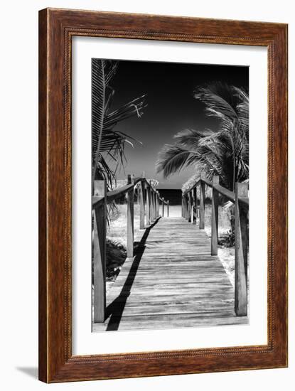 Cuba Fuerte Collection B&W - Wooden Pier on Tropical Beach VII-Philippe Hugonnard-Framed Photographic Print