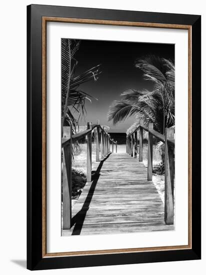 Cuba Fuerte Collection B&W - Wooden Pier on Tropical Beach VII-Philippe Hugonnard-Framed Photographic Print